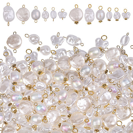 120Pcs 12 Styles ABS Plastic with Acrylic Pearl & Iron Pendants & Connector Charms PALLOY-PH01910-1