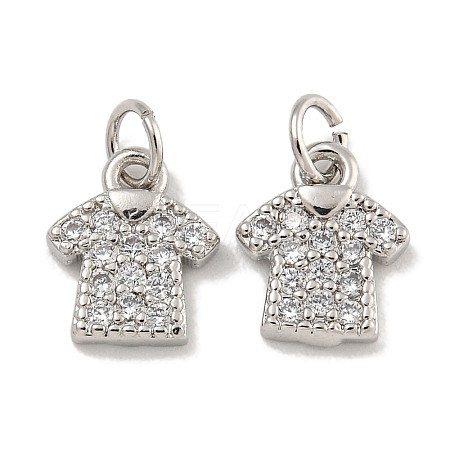 Rack Plating Brass Micro Pave Clear Cubic Zirconia Charms KK-U030-20P-1