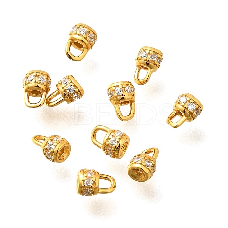 925 Sterling Silver Micro Pave Clear Cubic Zirconia Cord Ends STER-B006-01G-1