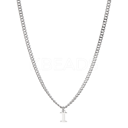 1Pc 304 Stainless Steel Letter Pendant Necklaces NJEW-LP0001-33I-P-1