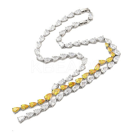 Brass Micro Pave Cubic Zirconia Necklaces NJEW-H027-01P-04-1