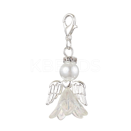 Wedding Season Angel Glass Pearl & Acrylic Pendant Decorations HJEW-JM01918-1