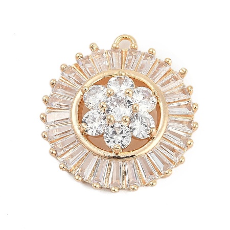 Brass Micro Pave Cubic Zirconia with Glass Pendants KK-Q026-15G-1