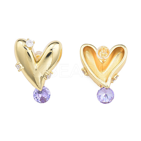 Cubic Zirconia Heart Stud Earrings EJEW-N011-71-1