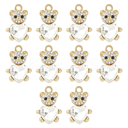 10Pcs Alloy Glass Pendants GLAA-YW0005-41G-01-1