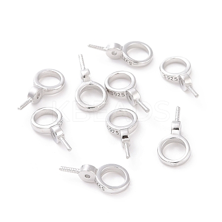 Anti-Tarnish Rhodium Plated 925 Sterling Silver Screw Eye Peg Bails STER-D035-46P-1