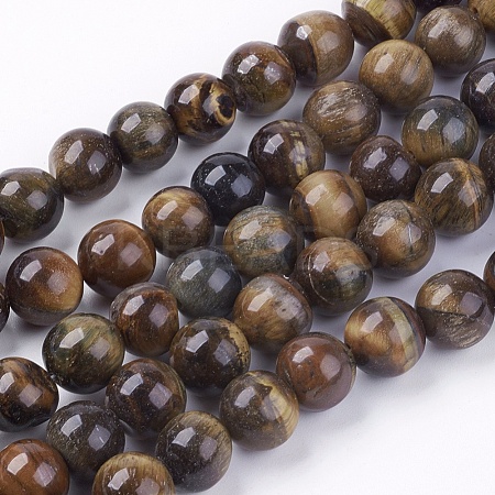 Natural Tiger Eye Round Bead Strands G-R200-10mm-1