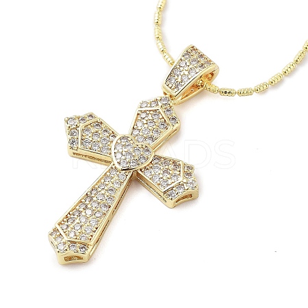 Brass Clear Cubic Zirconia Pendant Necklaces for Women LS-NJEW-M009-05G-C-1