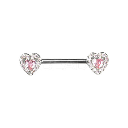 Brass Rose Rhinestone Heart Barbell Nipple Rings FS-WGE2017-01-1