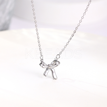 Non-Tarnish 304 Stainless Steel Bowknot Pendant Necklaces for Women ZL7242-2-1
