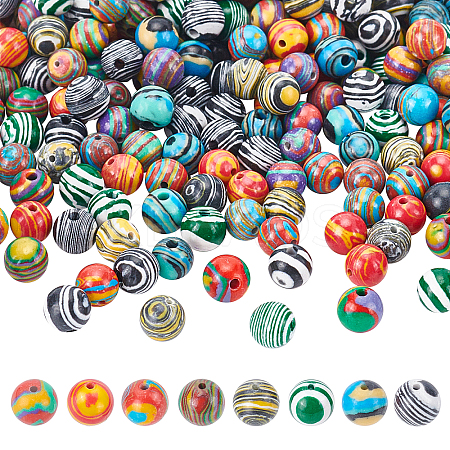 240Pcs 8 Colors Synthetic Malachite Beads G-AR0004-25-1