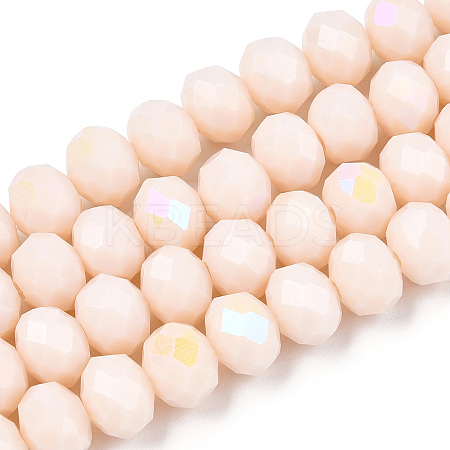 Electroplate Opaque Solid Color Glass Beads Strands EGLA-A034-P2mm-L20-1