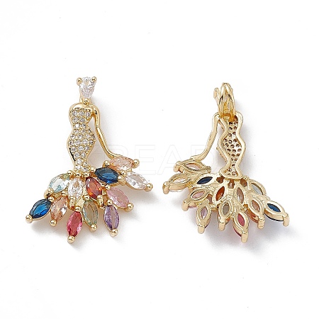 Brass Colorful Cubic Zirconia Pendants KK-E068-VA065-2-1