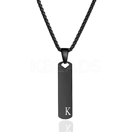 304 Stainless Steel Rectangle with Letter Pendant Box Chain Necklaces FS-WGD7C78-37-1
