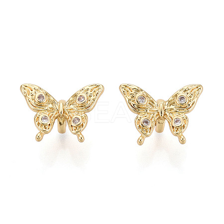 Brass Micro Pave Cubic Zirconia Beads KK-N276-07G-1