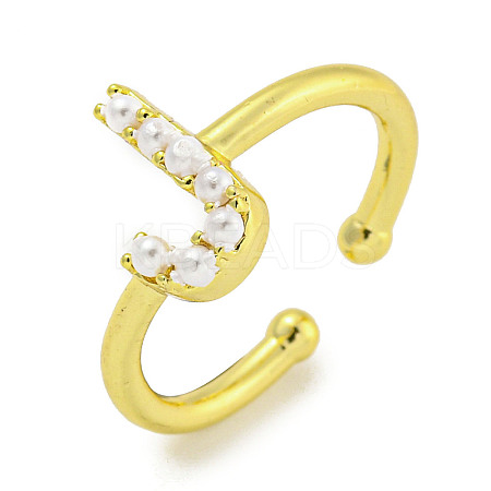 Rack Plating Brass Open Cuff Rings for Women RJEW-F162-01G-J-1