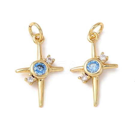 Brass Micro Pave Cubic Zirconia Pendants KK-C143-43C-G-1
