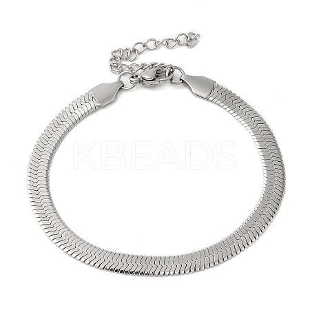 Non-Tarnish 304 Stainless Steel Herringbone Chain Bracelet for Men Women BJEW-Q998-02P-1