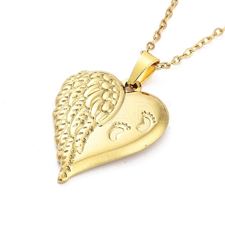 Heart with Wing 304 Stainless Steel Pendant Necklaces NJEW-G083-03A-G-1