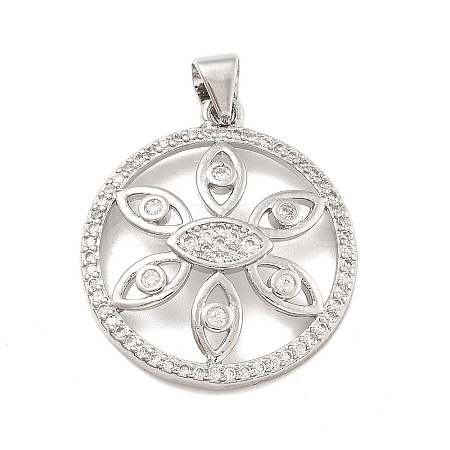 Rack Plating Brass Micro Pave Cubic Zirconia Pendants KK-D359-39P-1