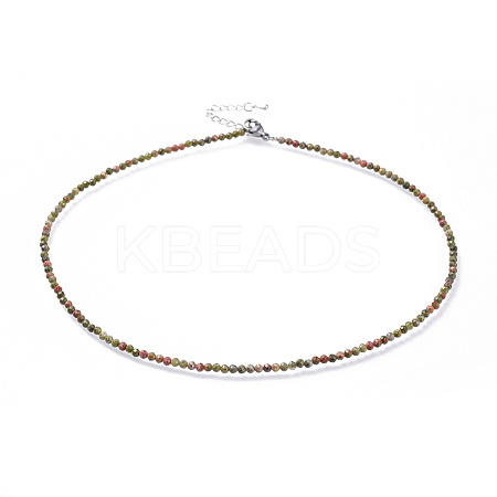 Natural Unakite Beaded Necklaces NJEW-JN02492-05-1