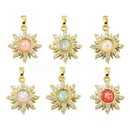 6Pcs 6 Colors Rack Plating Brass Pendants KK-CJ0002-42-1
