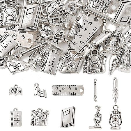50Pcs 10 Style Tibetan Style Alloy Pendants TIBE-YW0001-70-1