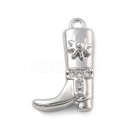 Brass Micro Pave Clear Cubic Zirconia Pendants KK-D283-34P-01-1