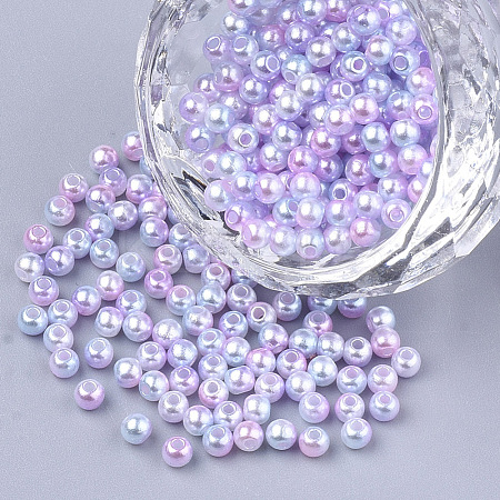 Rainbow ABS Plastic Imitation Pearl Beads OACR-Q174-5mm-01-1