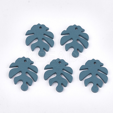 Painted Poplar Wood Pendants LS-WOOD-T021-11J-1