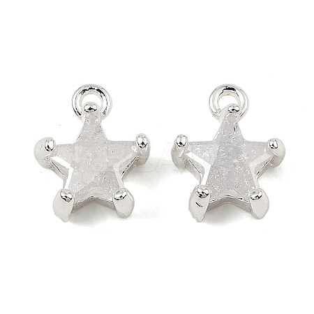Brass Micro Pave Cubic Zirconia Charms KK-C155-09S-01-1