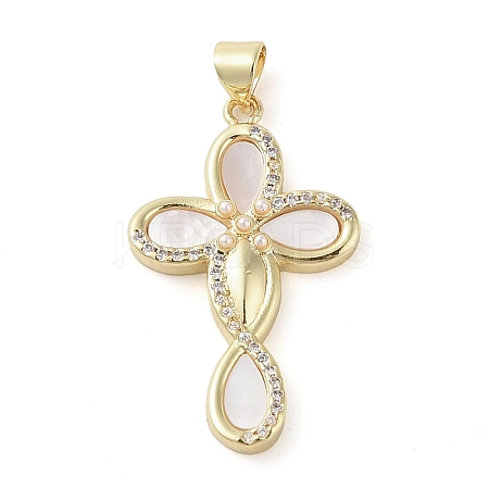 Brass Micro Pave Clear Cubic Zirconia Pendants KK-Q813-16B-G-1