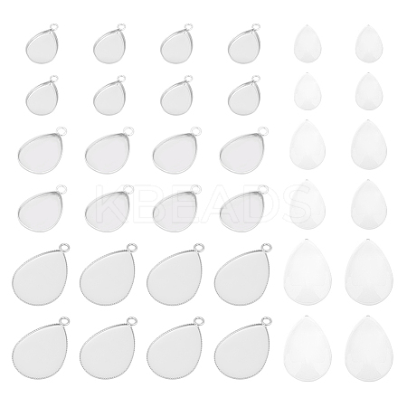 DIY Blank Teardrop Dome Pendant Making Kit DIY-UN0005-01-1