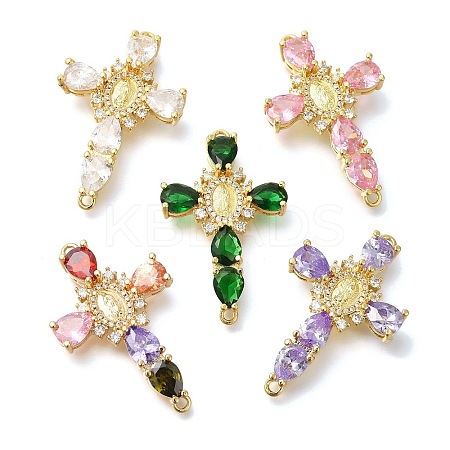 Rack Plating Brass Micro Pave Cubic Zirconia Links KK-P287-51G-1