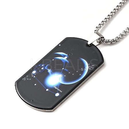 Non-Tarnish 201 Stainless Steel Rectangle with Constellations Pendant Necklace for Women LS-NJEW-G015-01D-1