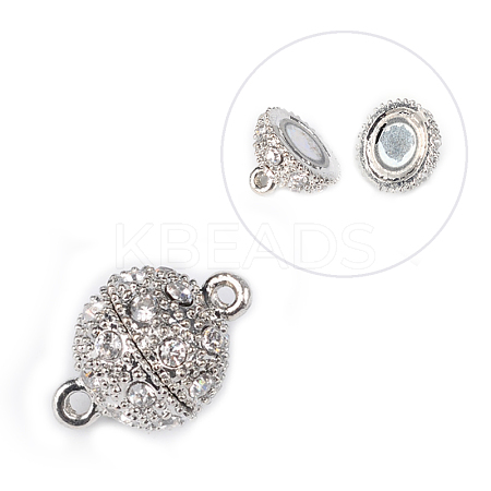 Alloy Rhinestone Magnetic Clasps with Loops BSAHH052-1
