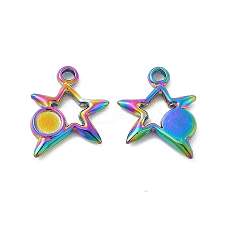 Ion Plating(IP) 304 Stainless Steel Pendants Cabochon Settings STAS-B032-21MC-1