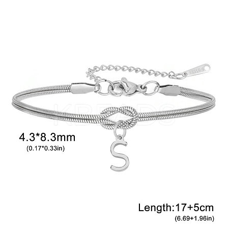 304 Stainless Steel Initial Charm Bracelets FS-WGD8E41-43-1