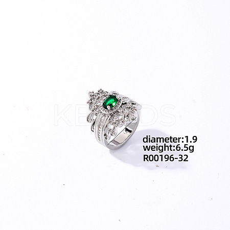 Brass Rhinestones Finger Rings for Women KK6620-6-1