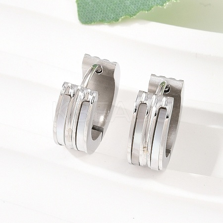 Stripe 304 Stainless Steel Shell Hoop Earrings for Women EJEW-L307-11P-1