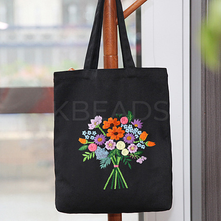 DIY Flower Bouquet Pattern Tote Bag Embroidery Kit PW22121379671-1