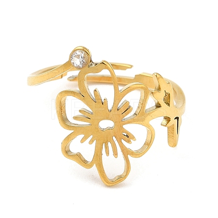 304 Stainless Steel with  Cubic Zirconia Adjustable Rings RJEW-K245-48K-G-1