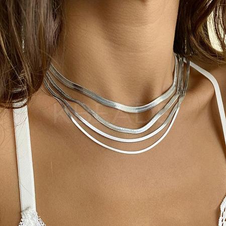 304 Stainless Steel Snake Chain Necklaces for Women WG80FEF-35-1