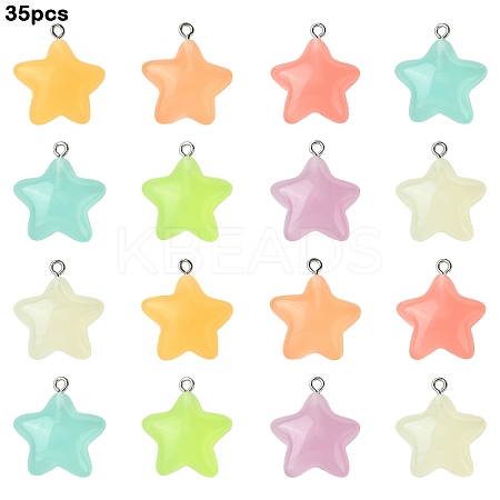 7 Colors Luminous Transparent Resin Pendants RESI-YW0005-24B-1