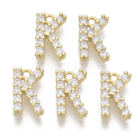 Brass Micro Pave Cubic Zirconia Charms KK-T060-05-K-G-NF-1