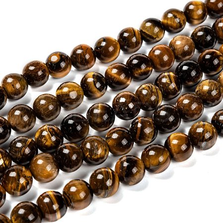 Natural Grade AB Tiger Eye Round Beads Strands G-O047-02-10mm-1