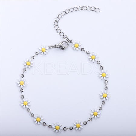 Daisy Alloy Enamel Link Chain Bracelets for Women FS-WGBA8A6-05-1