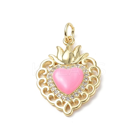 Eco-Friendly Rack Plating Brass Micro Pave Cubic Zirconia Pendants KK-F845-33G-05-1