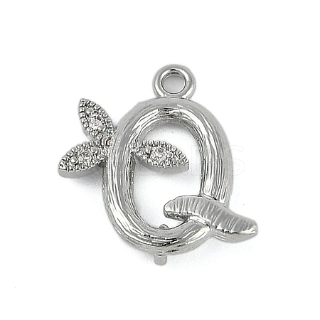 Brass Crystal Rhinestone Letter Links Connector Charms KK-S395-06P-Q-1