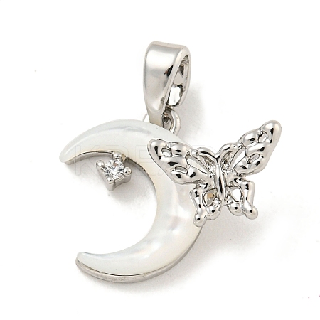 Brass Micro Pave Clear Cubic Zirconia Pendants KK-P275-17P-1